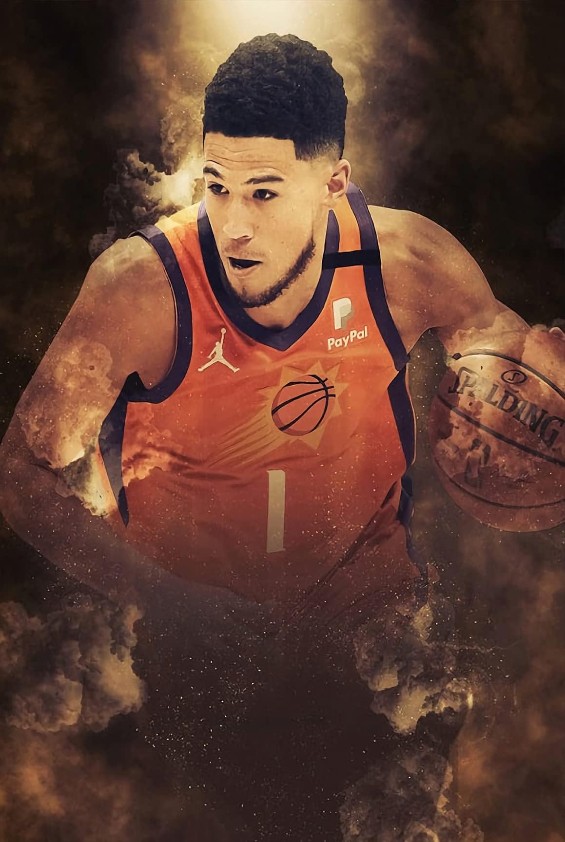RUIYAN Devin Booker Poster for Wall, Basketball Player Wall Decor Man Cave Gift, Phoenix Suns Art Print Boys Room Home Decoration, Star Canvas Sports Poster, (16''x24'' - No Frame)