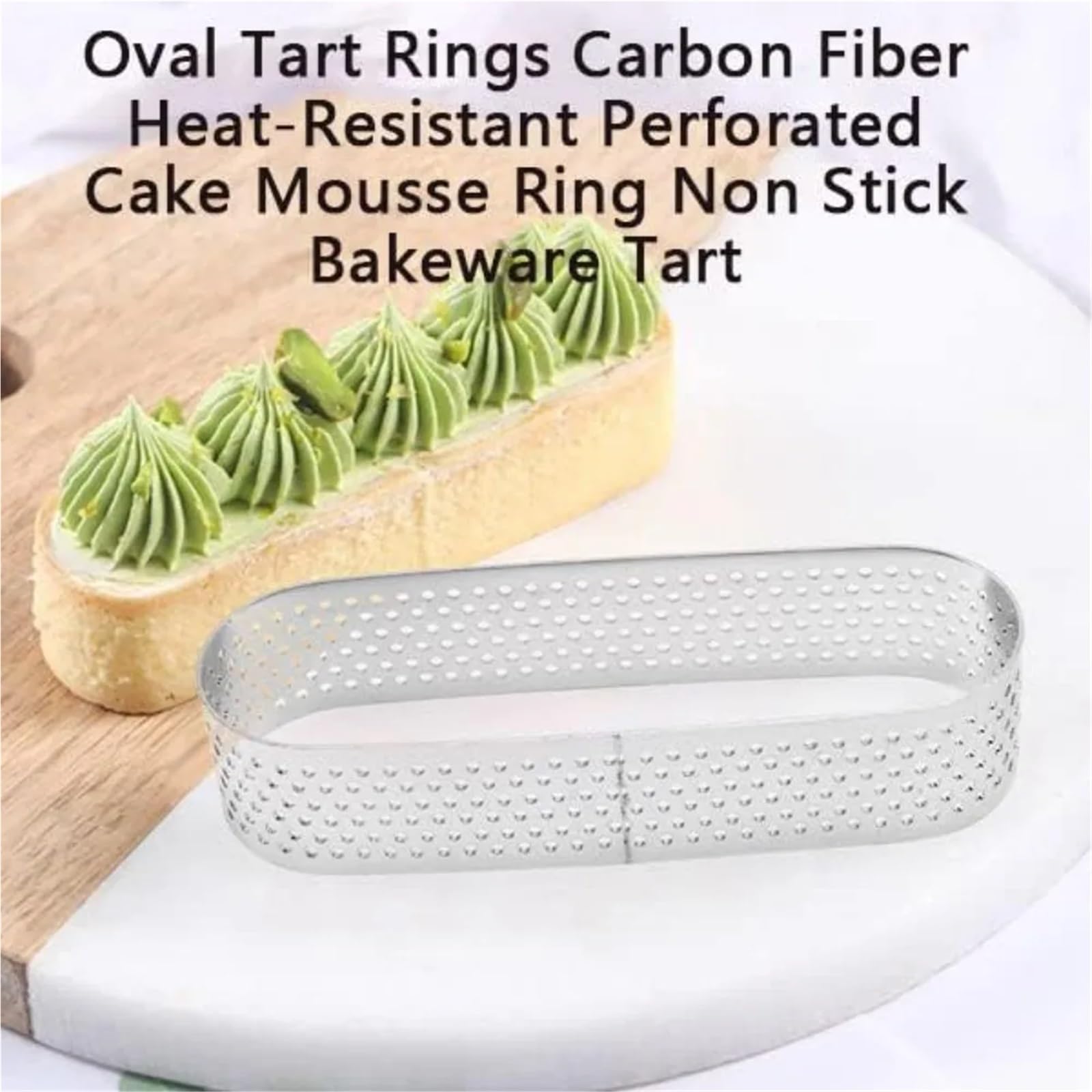 Anillo Para Tartas Molde poroso for pastel de Mousse, de acero inoxidable, ovalado, plateado, for postre, pastel de fruta, corteza de tarta de fruta pequeña, Quiche, 6 uds.