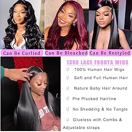 TTSMINS 13X6 Lace Front Wigs Human Hair Pre Plucked With Baby Hair 30 Inch 180 Density Glueless Transparent HD Straight Lace Front Wigs Lace Frontal Wigs for Women Natural Black Color