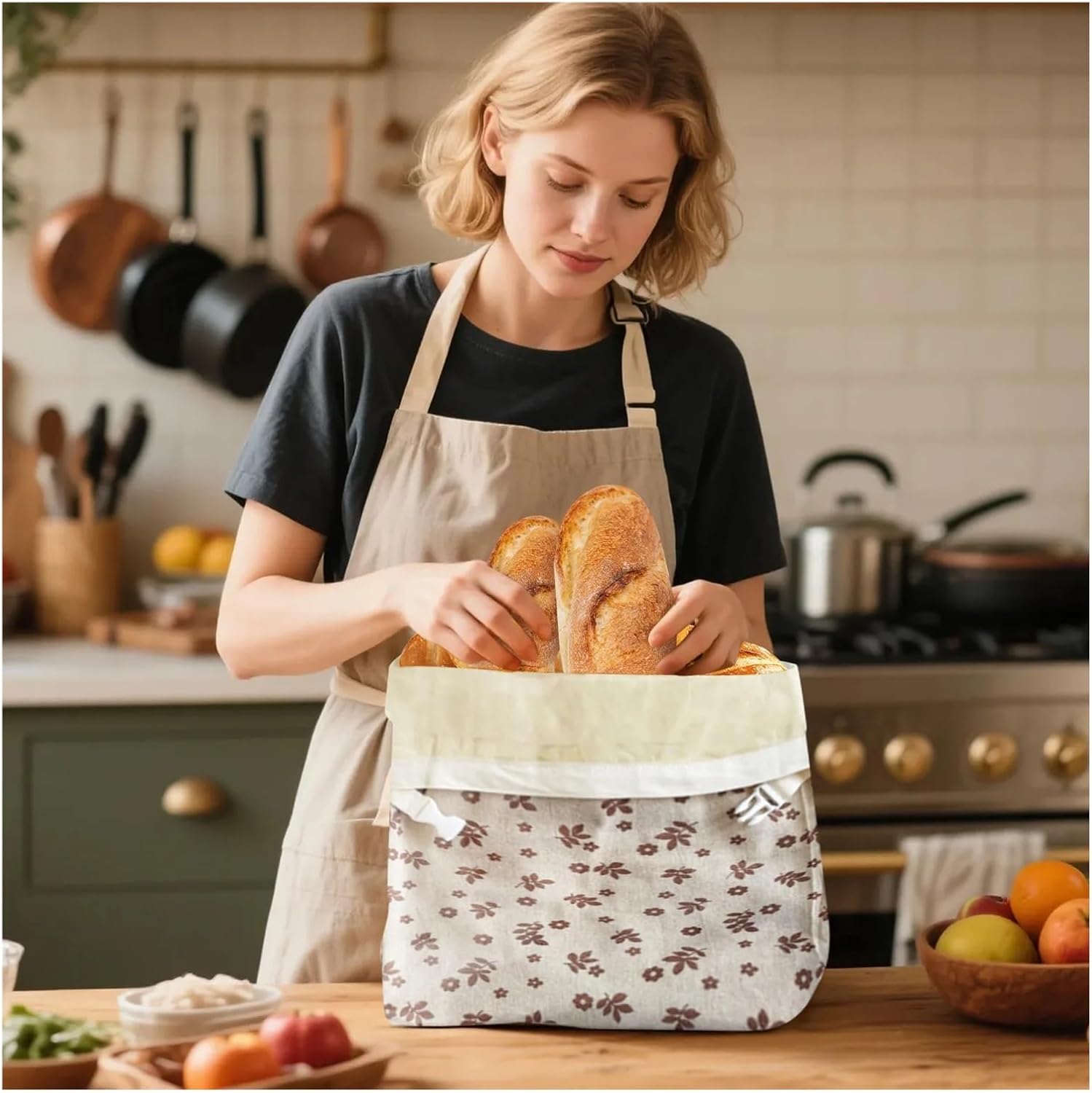 Beeswax Bread Bag 2pcs Sourdough Bread Bags Reusable Beeswax Large Homemade Storage Food Grade Cotton(C)