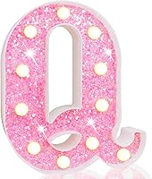 Vista 55 de Pooqla Luces de números de marquesina, números de luz rosa para niñas de 10.º cumpleaños, funciona con pilas, luz nocturna de número con purpurina