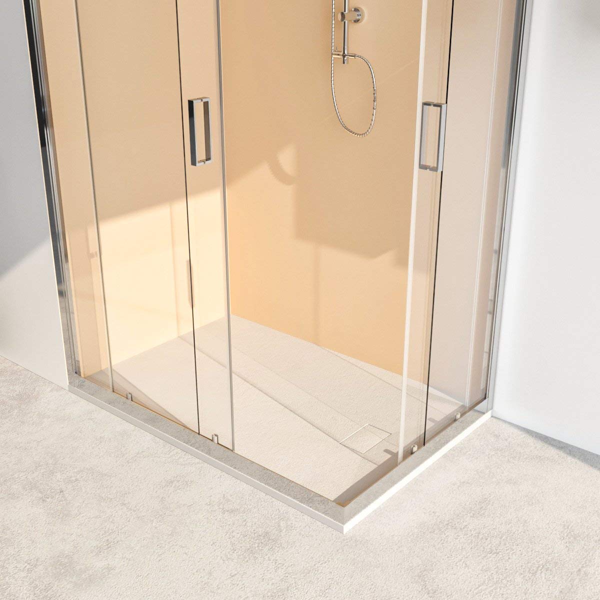 Box doccia cabina angolare 70 75 80 90 100 110 120 140 cm porta scorrevole vetro anticalcare 6mm ACACIA (90x120 cm, Vetro: TRASPARENTE)
