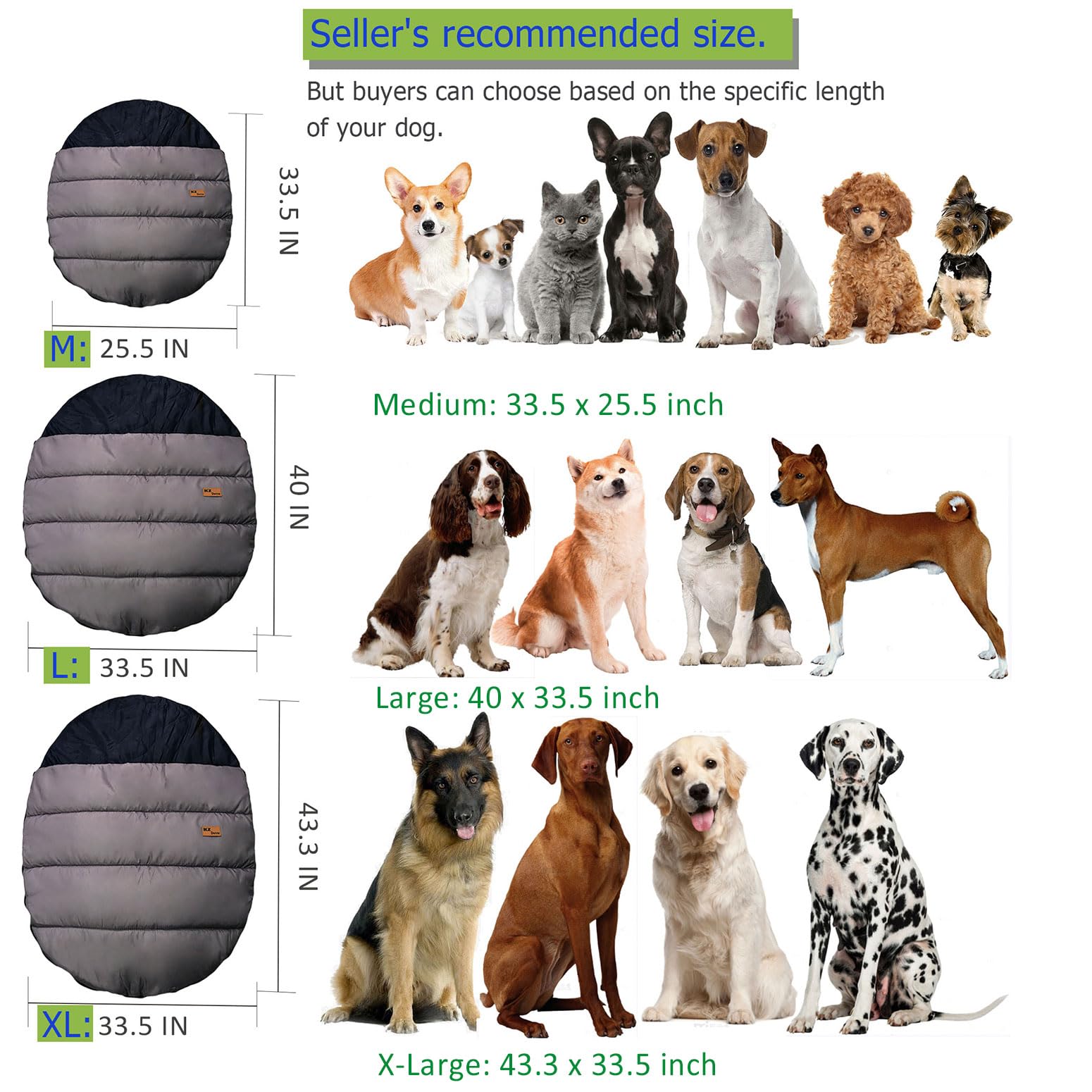 Soft Warm Dog Sleeping Bag, Large Portable Waterproof Camping Pet Bed, Packable Dog Bed for Camping, Hiking, Indoor Use