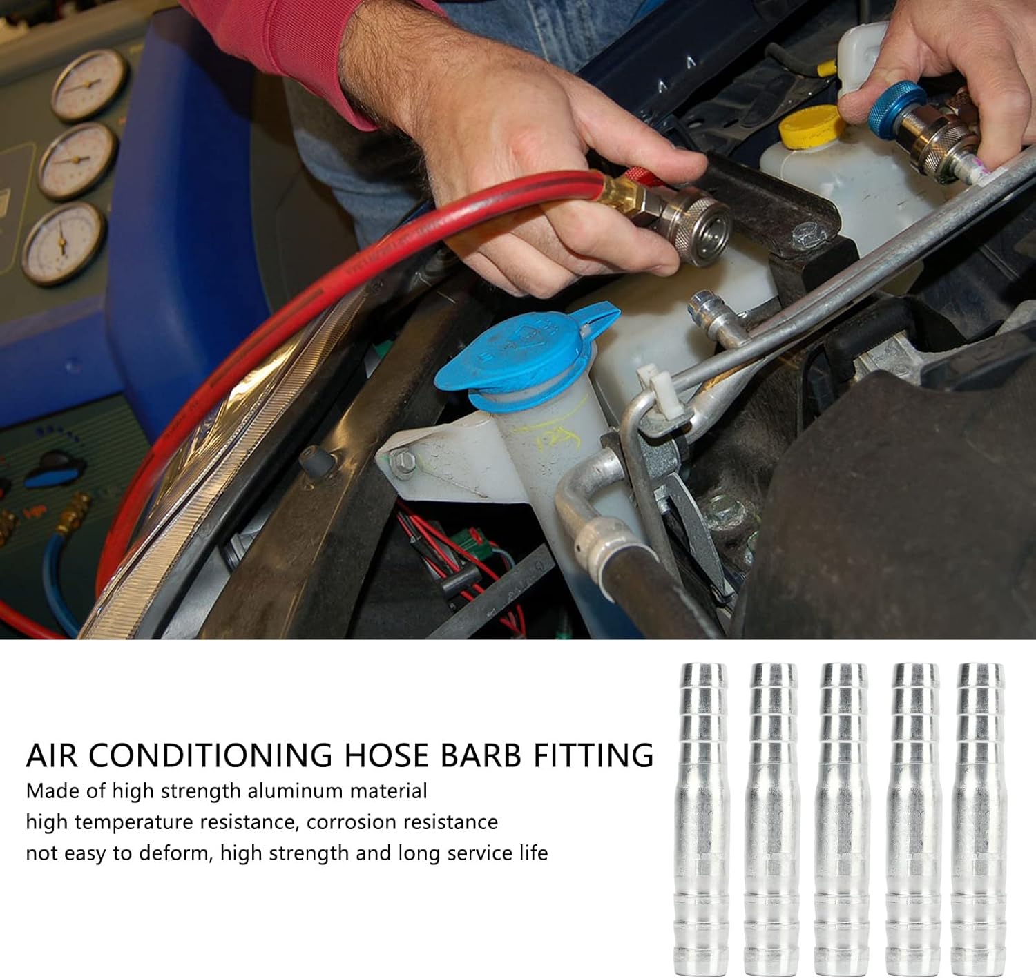 PerGar 50 Pcs Air Conditioning Hose Barb Fitting, Aluminum Pipe Connector Universal Automotive Replacement Air Conditioning Adapters Fit for Car Truck Engineering Modification(12.5mm to 14mm Sleeve)