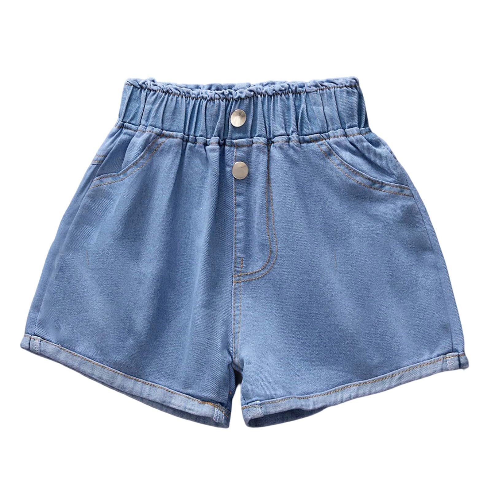 Genérico Pantalones Cortos Vaqueros Verano Niñas, Pantalones Cortos Informales para niñas Vaqueros de veranos con Estilo Moderno Comodidad y diseño Suelto