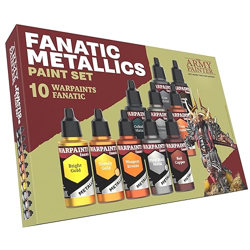 The Army Painter, Warpaints Fanatic Metallics Paint Set, 10 x 18 ml Acrylic Metallic Paints, Incl. Gold, Copper, Metal, Bronze and Silver - Miniature paint set for D&D & Warhammer Miniatures