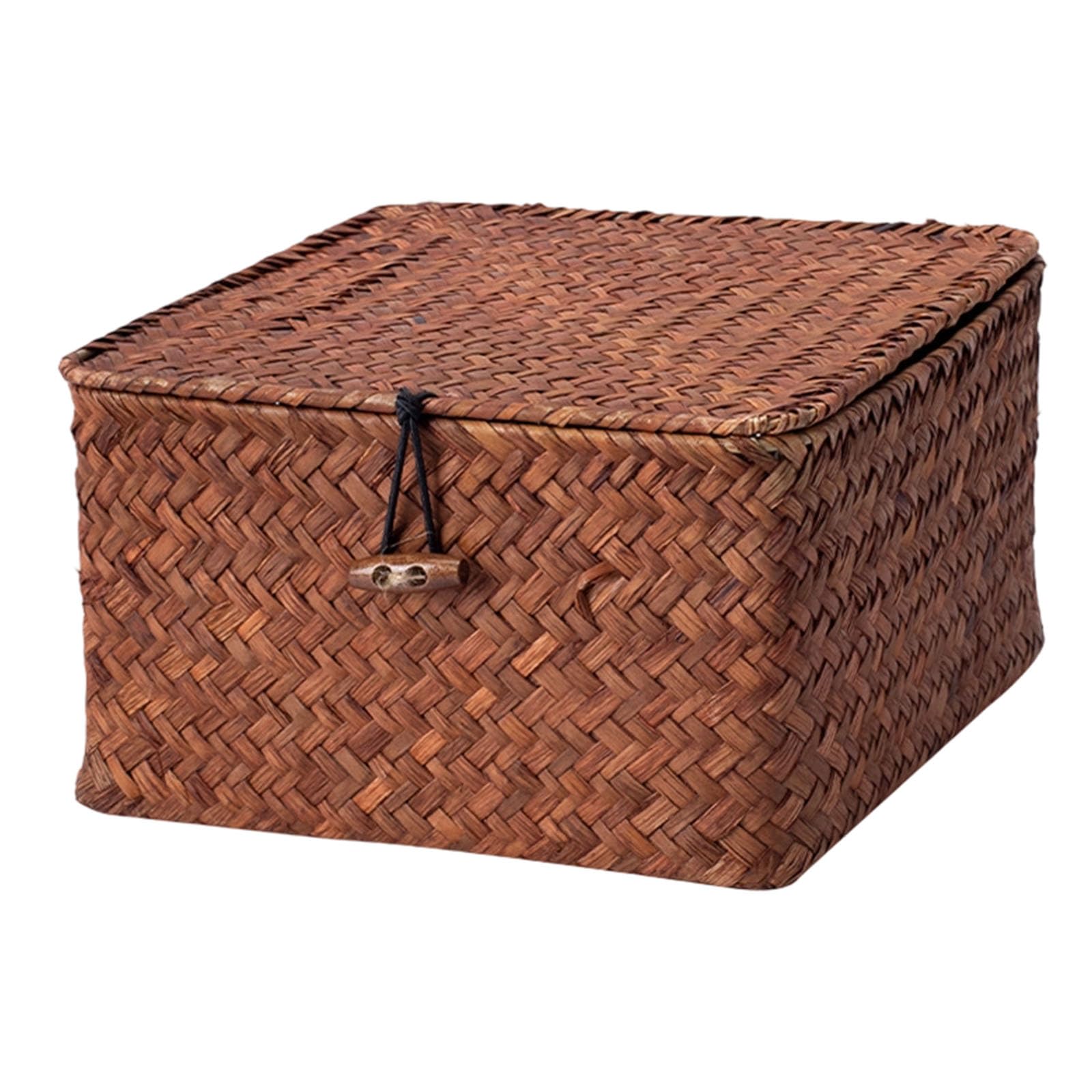 Tsophreniq Multicolor Decorative Lidded Rattan Container For Snacks Storage Multipurpose Shelf Organiser Kitchen Bedroom Use Rattan Basket For Small Items