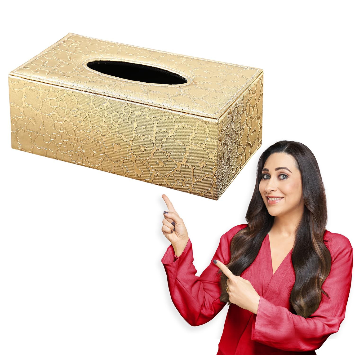 HOKIPO Faux Leather Tissue Paper Holder, Golden (AR4081-D3)-image-6