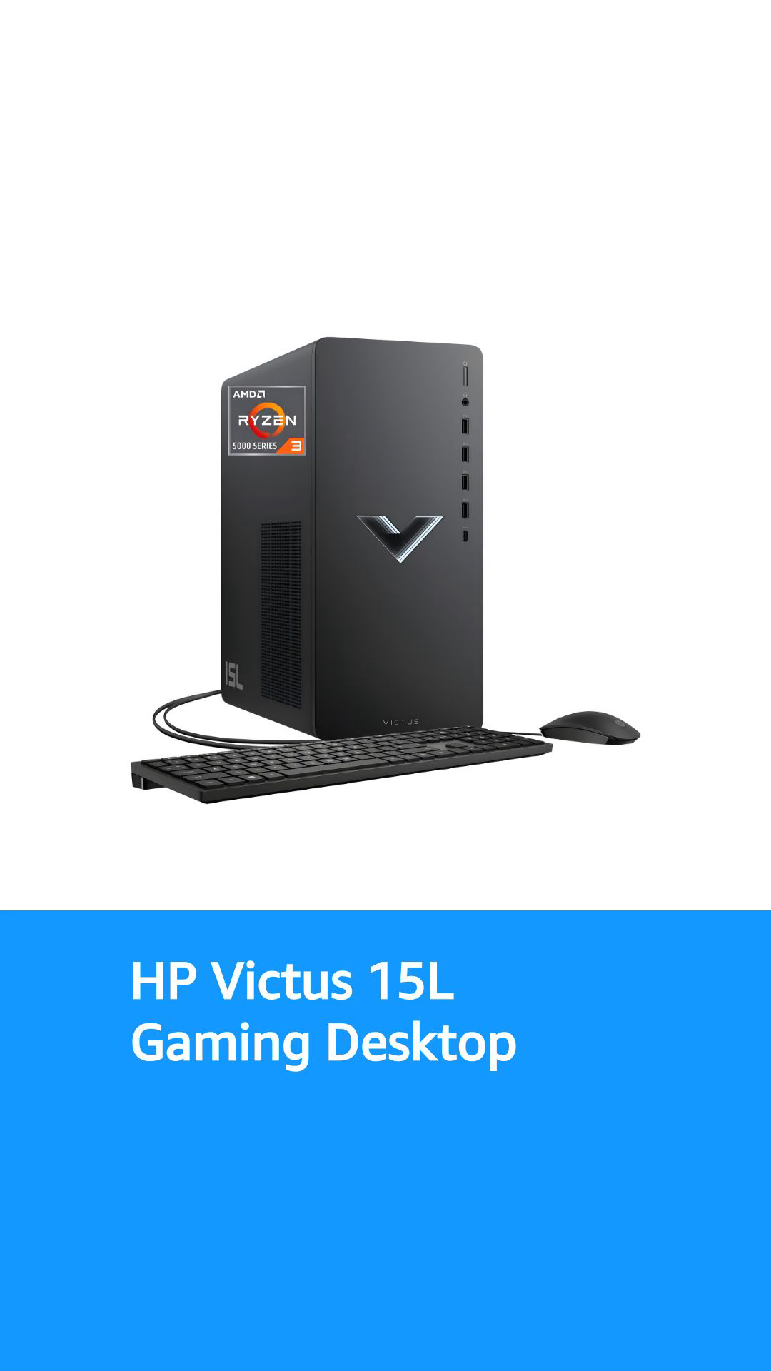 HP Victus 15L Gaming Desktop Bundle, AMD Ryzen 5 5600G, 8 GB SDRAM