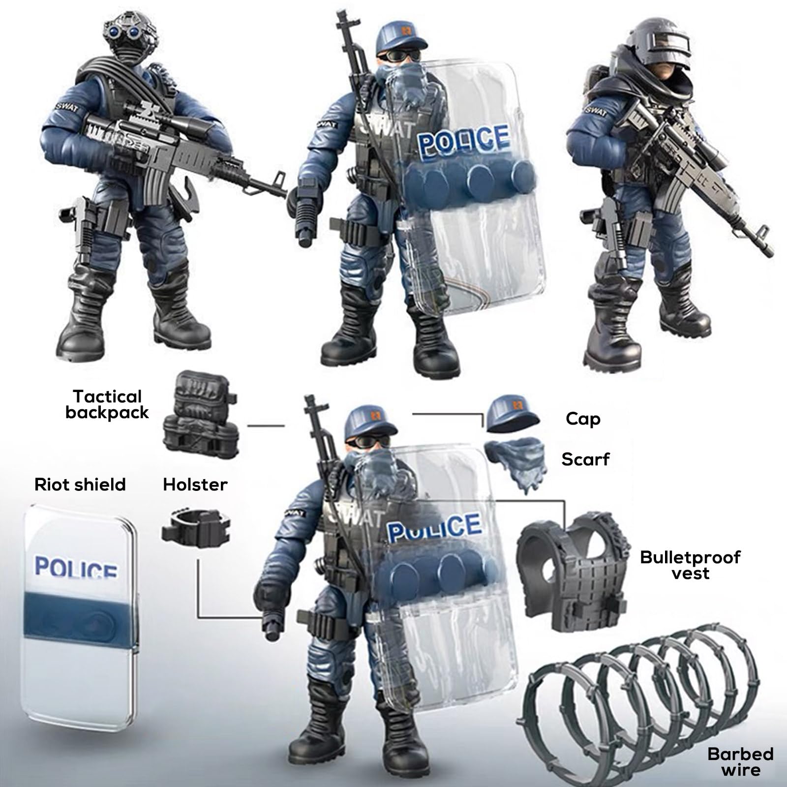 ミリタリー ARTFIGURES S.W.A.T MEIEST SWAT Model Equipment Assembly Building Block Toy,8 PCS City
