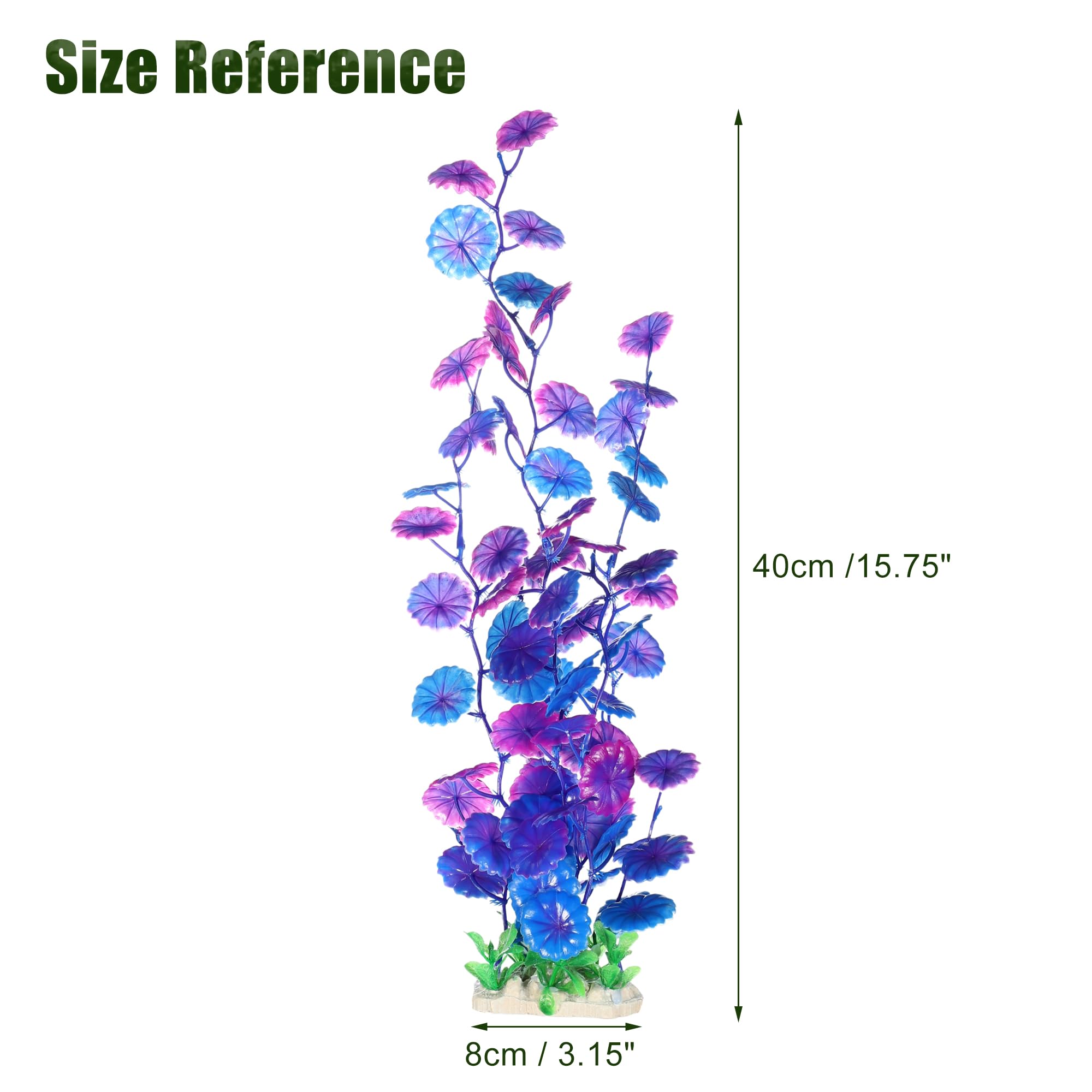 CAPASTEC Tall Aquarium Plants, Big Plastic Plants for Fish Tanks Decor 15.75" Height (Purple, 2pcs) - Image 3