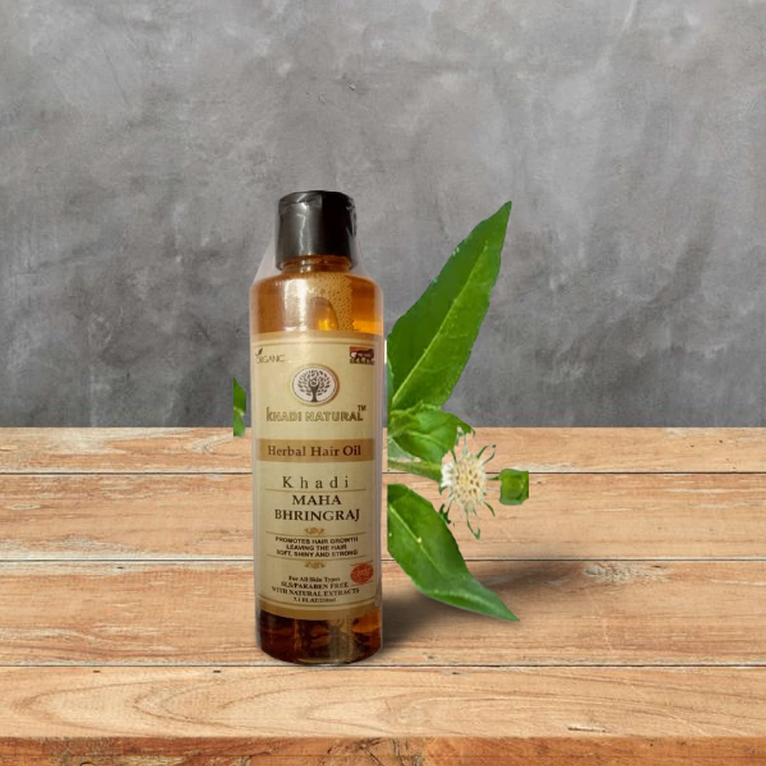 KHADI ORGANIC 100% NATURAL AYURVEDIC HERBAL Bhringraj Hair Oil, 210ml