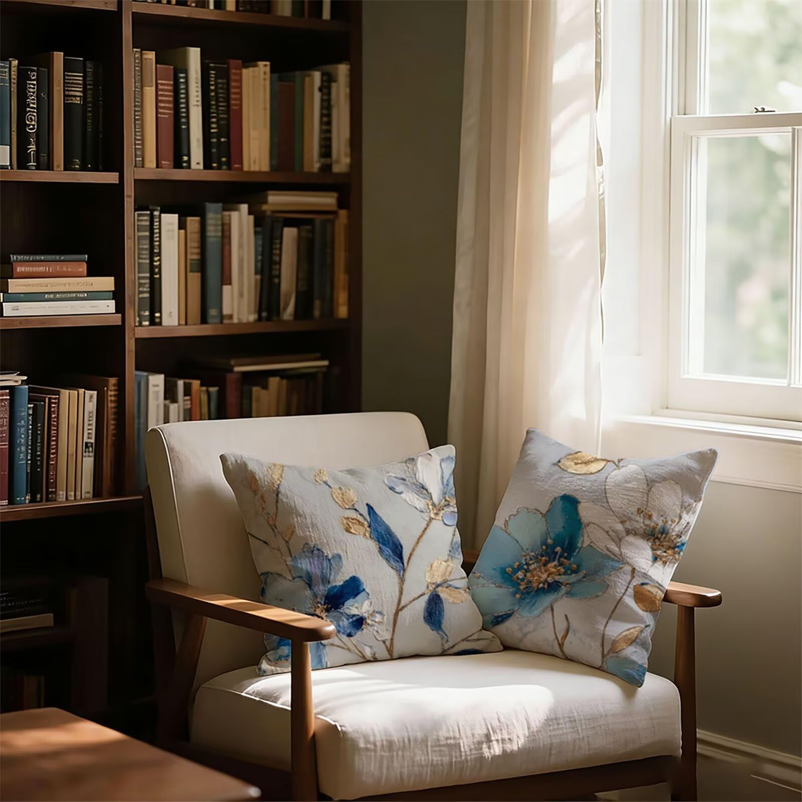 Générique Housse de Coussin Canapé Bleu 75x75cm Exterieur Impermeable Flower Taie d'oreiller Décoratif Aesthetic Housse Coussin Decoration pour Chambre Sofa Jardin Balcon Terrasse Lot de 2. P-4763