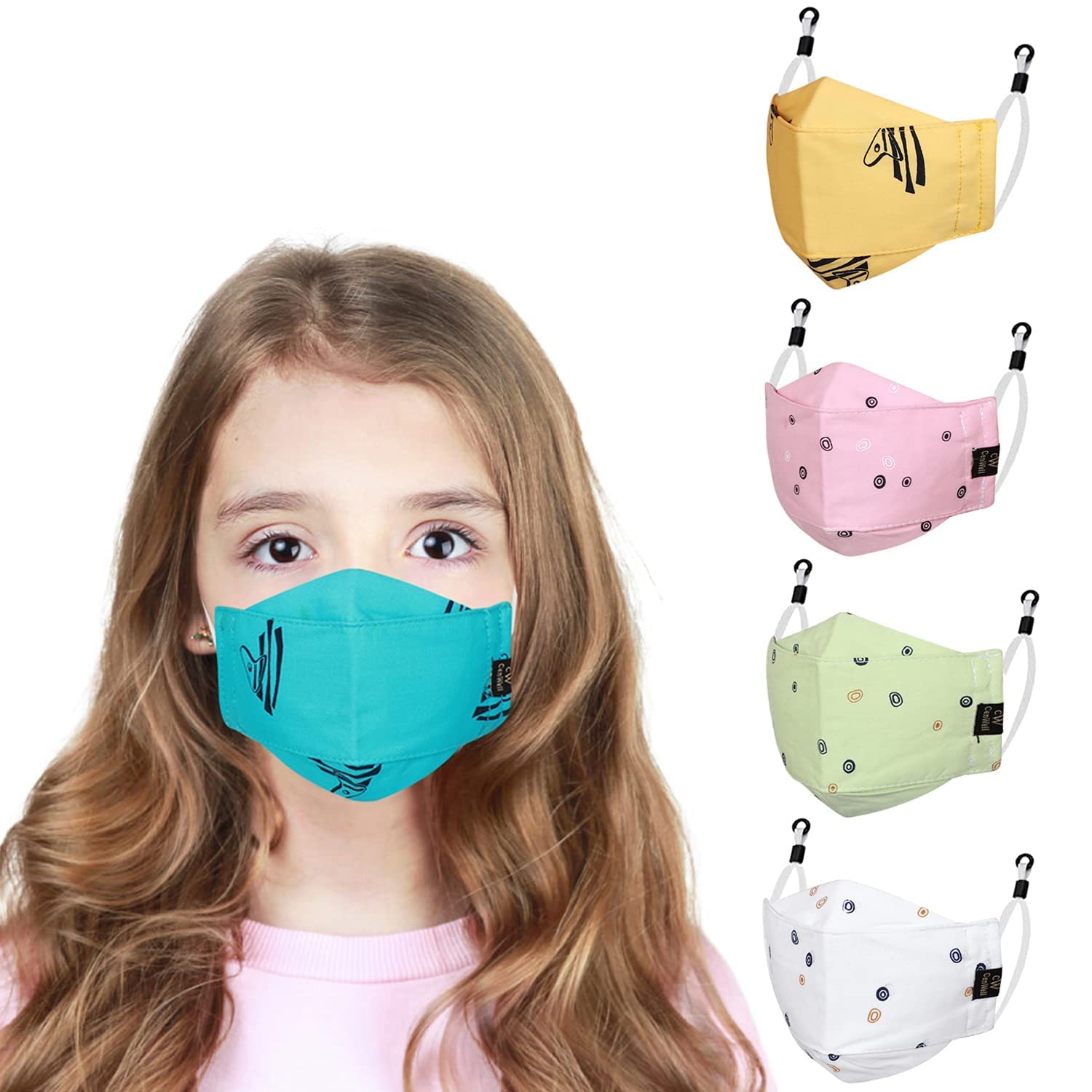 CENWELL Kids 3D Mask Reusable, Washable, Breathable & Comfortable Stylish Face Mask with Adjustable Earloops for Boys Girls Children Gift