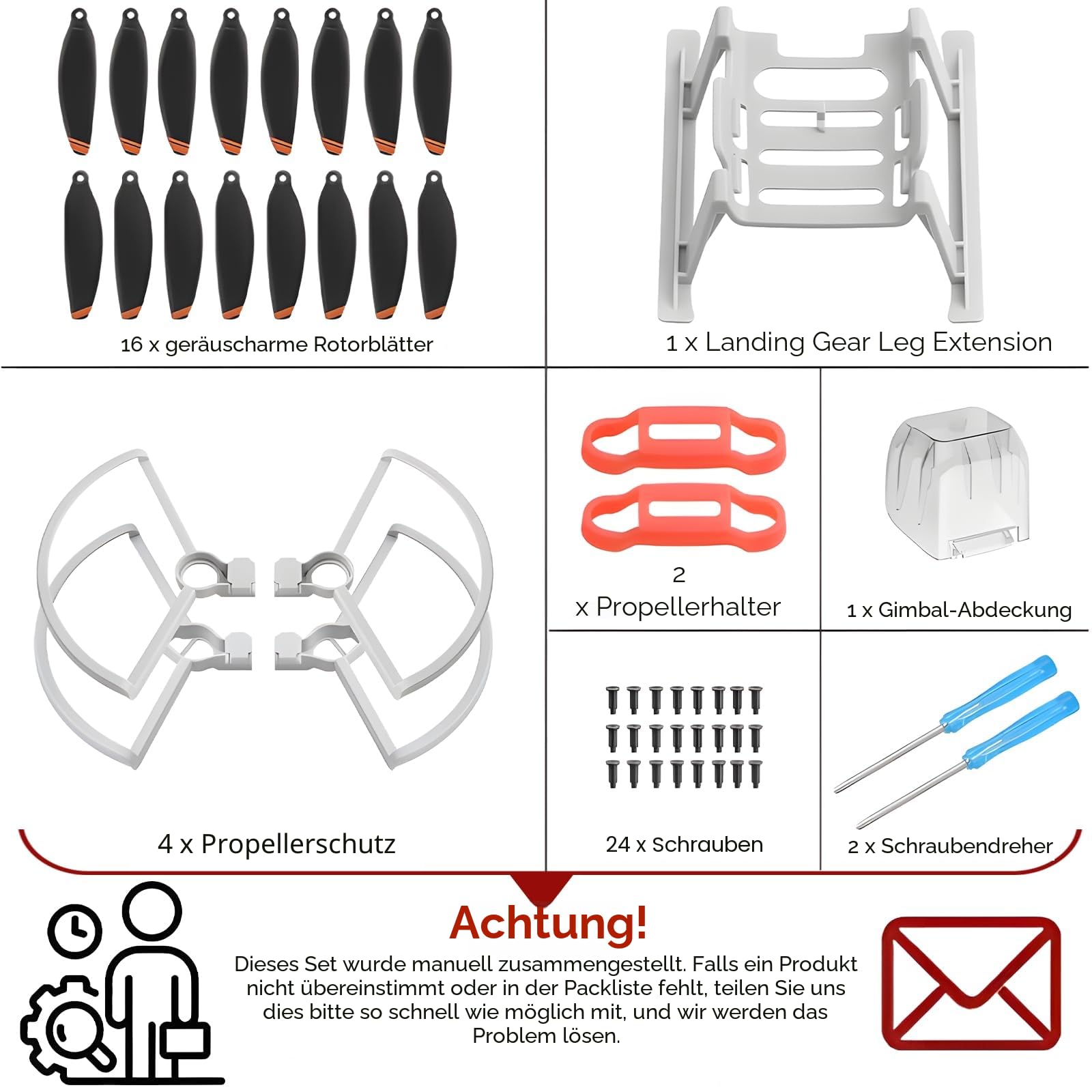 Propeller für DJI Mini 4K/2/SE/2 SE Drohnen Propellerschutz Landegestell Propellerhalterschutz Gimbal Abdeckung Insgesamt 24 Stück Zubehoer für DJI Mini 4K 2 SE Drohnen Zubehör Set