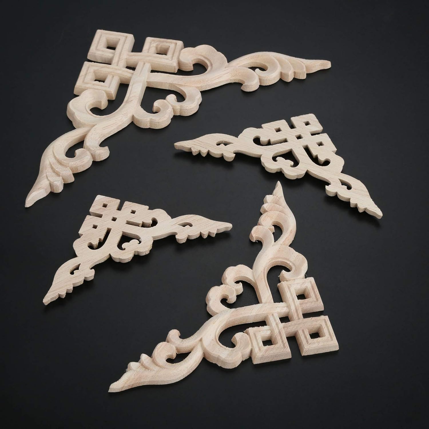 MUXSAM 4Pcs Wood Carved Furniture Corner Applique Square Hollow Design Wooden Decals Decor for Door Wall Ceilings Cabinet Cupboard, Home Ornamental 15x15cm/5.91"x5.91" 8 716IRIMHGpL. AC SL1500