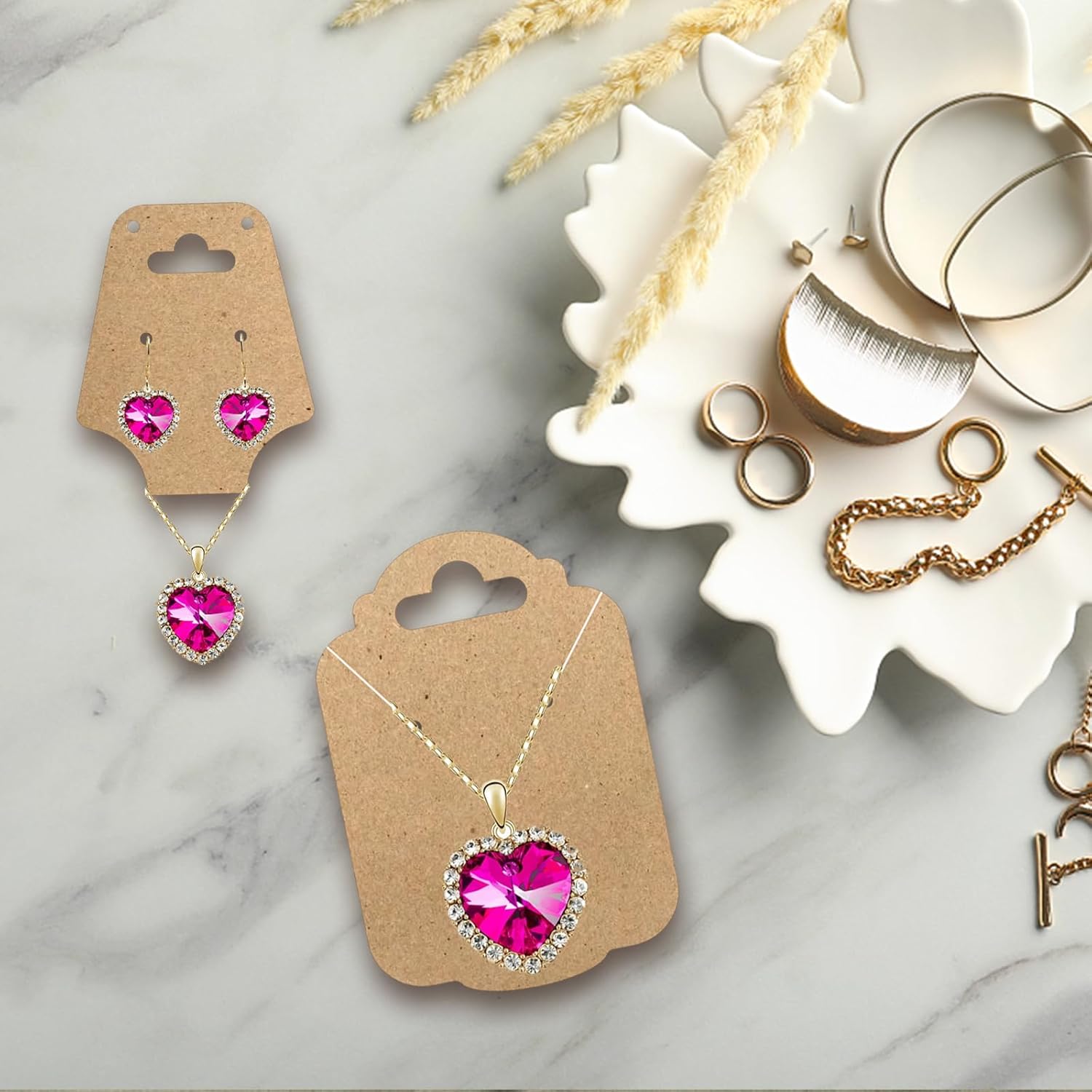 SUPERDANT Leather Earring & Necklace Die Cutting Dies - 2 Styles, Jewelry Display Backing Cards, Slits, Accessory Card Cuts for DIY Craft Bracelet & Jewelry Packaging