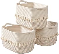 Vista 10 de TeoKJ Cesta de almacenamiento de 3 unidades para organizar, cestas de algodón de cuerda para juguetes, ropa, mantas, cesta decorativa para sala