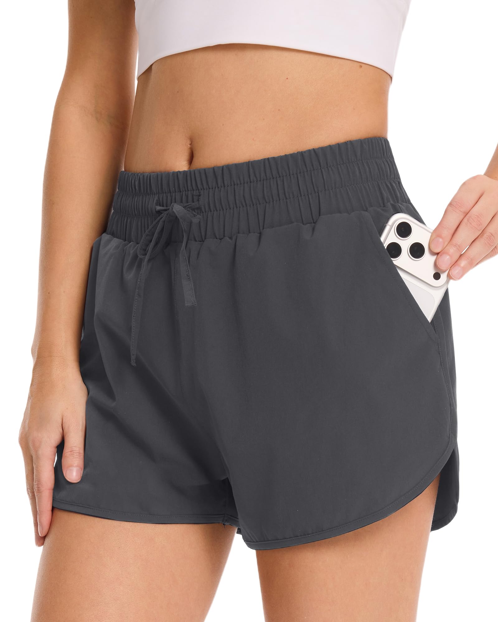 GAYHAY Running Shorts for Women - Athletic Quick Dry Sports Womens Shorts High Waisted Gym Workout Black Shorts with Pockets — view 13