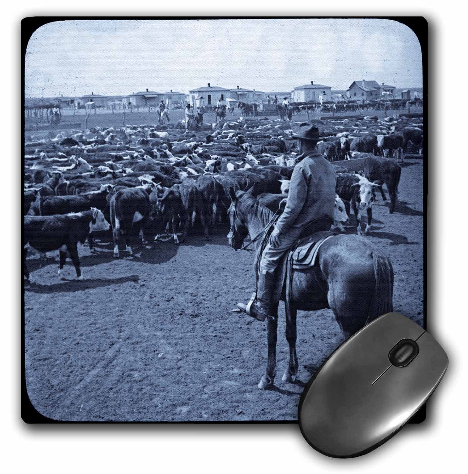 GlobalNiche® LLC 8 x 8 x 0.25 Inches Early 1900s Under a Big Blue Texas Sky Cyan with Border Mouse Pad (mp_16073_1)
