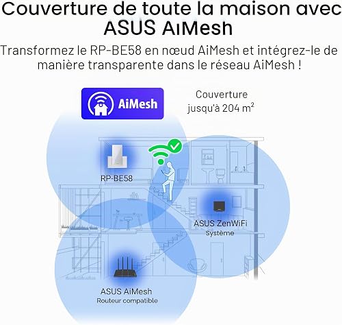 ASUS RP-BE58 BE3600 Dual Band WiFi 7 AiMesh Ripetitore (Range Extender, fino a 3.600 Mbps, WiFi senza cuciture, facile configurazione tramite app) - 5