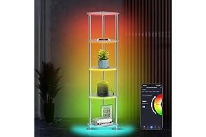 Multi-Functional Smart Corner Lamp with Shelves, LED Lights, and APP Control