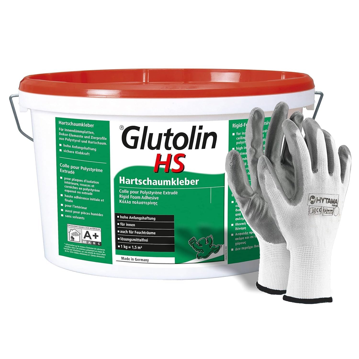 DEPRON Pannelli Isolanti 3 mm (125×80 cm) – Confezione 40 m² + Colla Glutolin 8 kg | Isolamento Termico e Acustico per Pareti e Soffitti | 1 paio di guanti in nitrile HYTAMA TOOLS