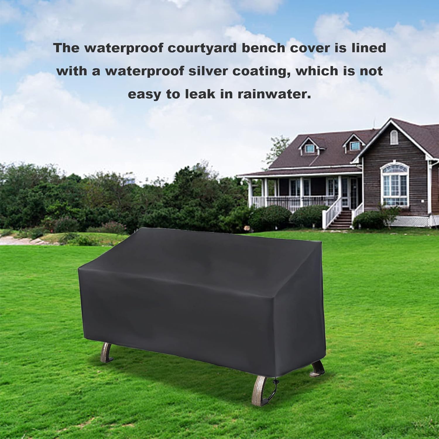 Patio Bench Cover,Furniture Bench Cover,Waterproof Windproof Oxford Fabric Bench Cover for Furniture (Black) - Image 6