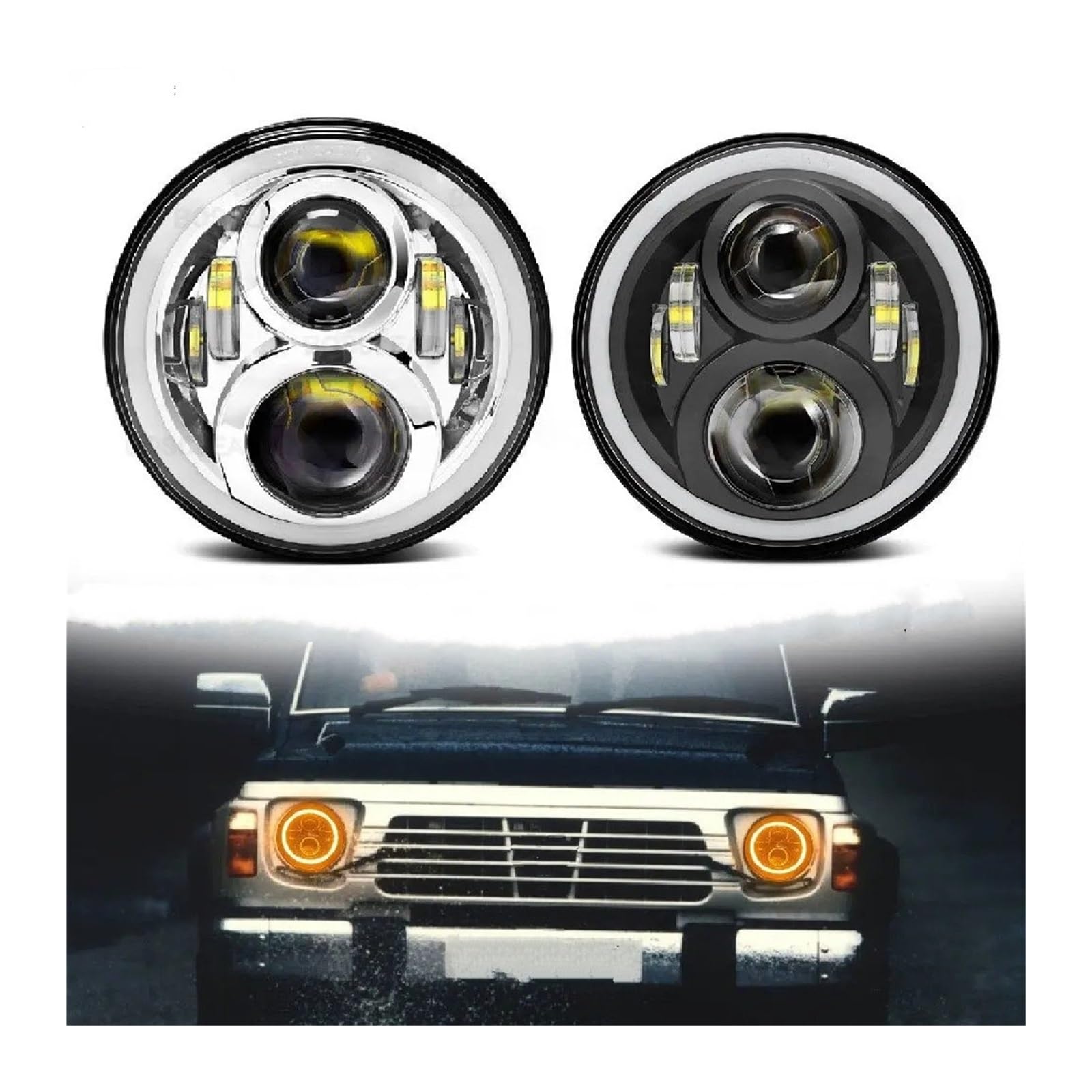 Fari Anteriori Fari A LED Da 7 Pollici Per Suzuki Per Samurai Faro Proiettore(2piece 60w black 1)