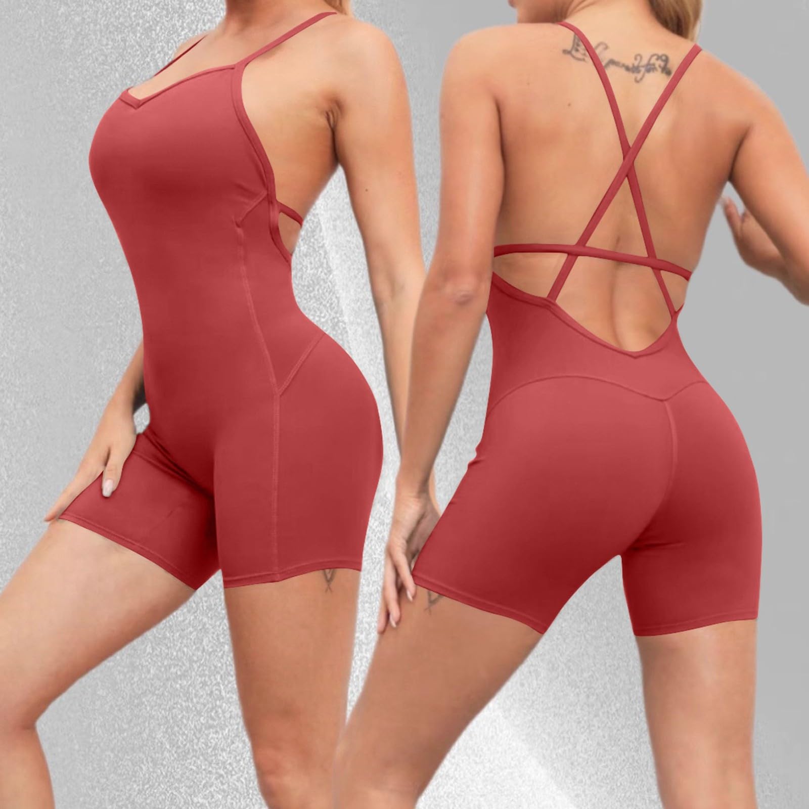Générique Combinaison Yoga Femme Haute Hanches Galbées Dos Sans Manches Unie Sport Fitness