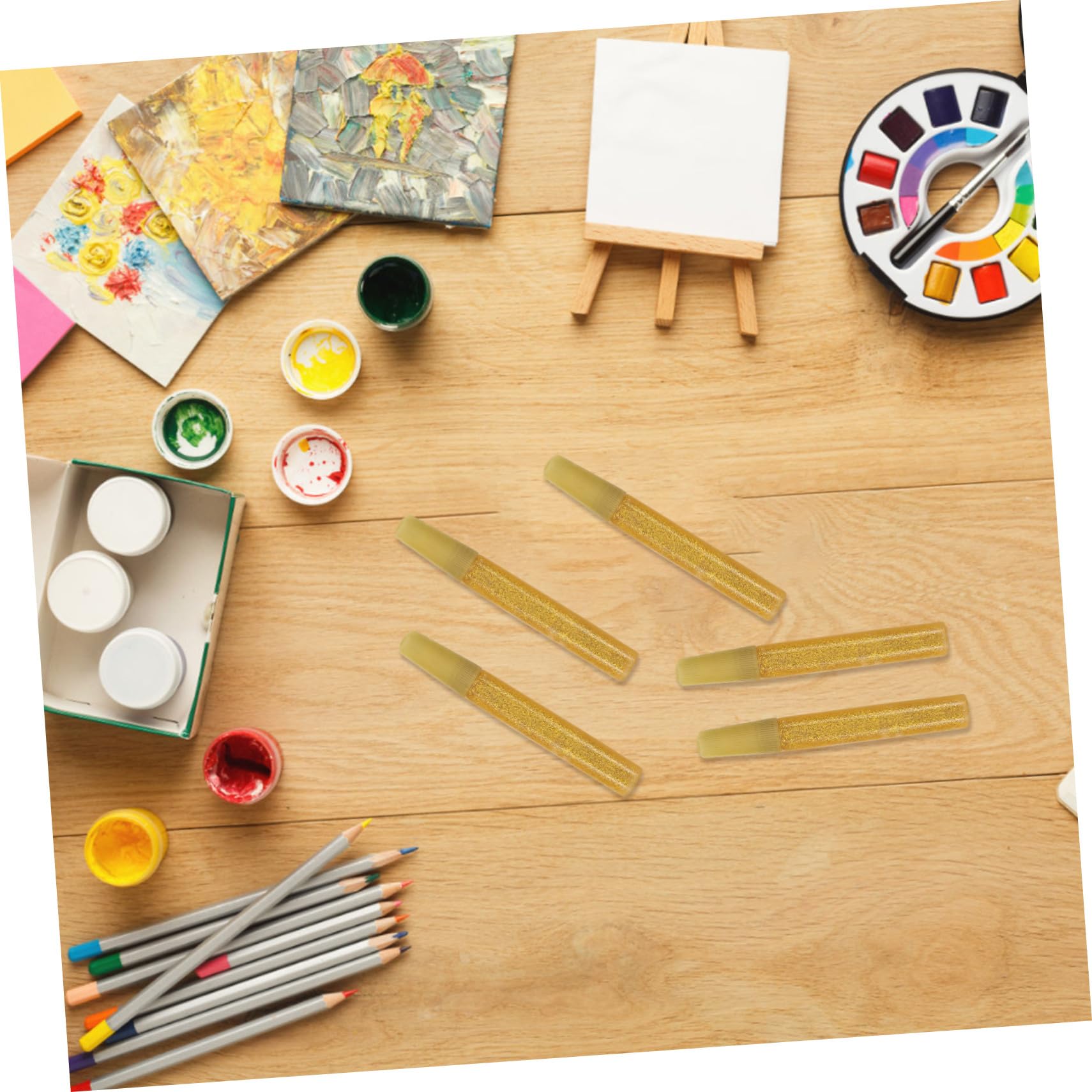 Glitzer Klebestifte Gold für Kinder, 50 Stück für Bastelarbeiten | Kunst und Scrapbooking, Kartenherstellung, Glatte Anwendung, Glänzender Effekt