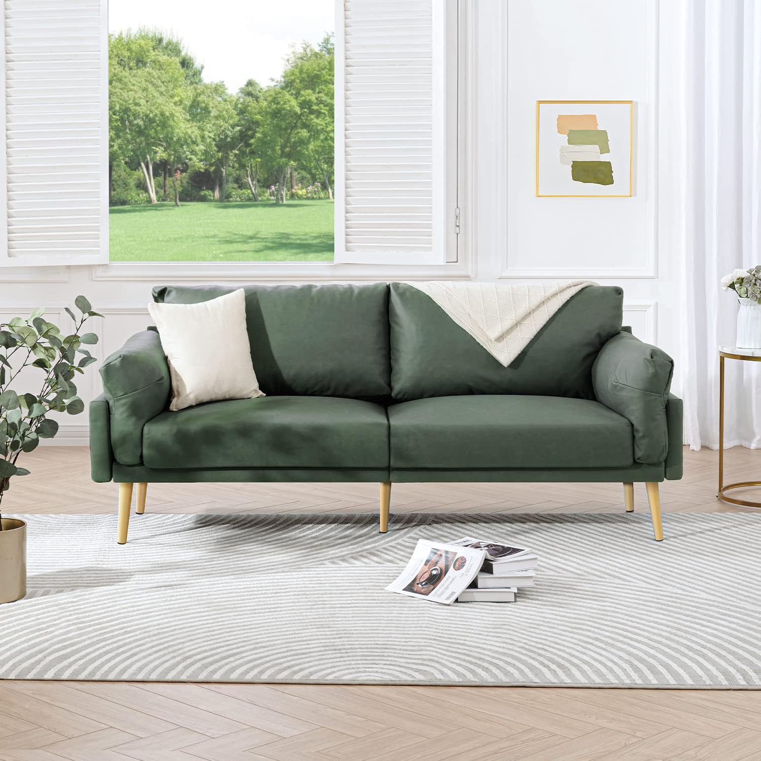 Amazon.com: Vonanda Fabric Sofa, Green Sofa, Mid Century Modern Couch ...