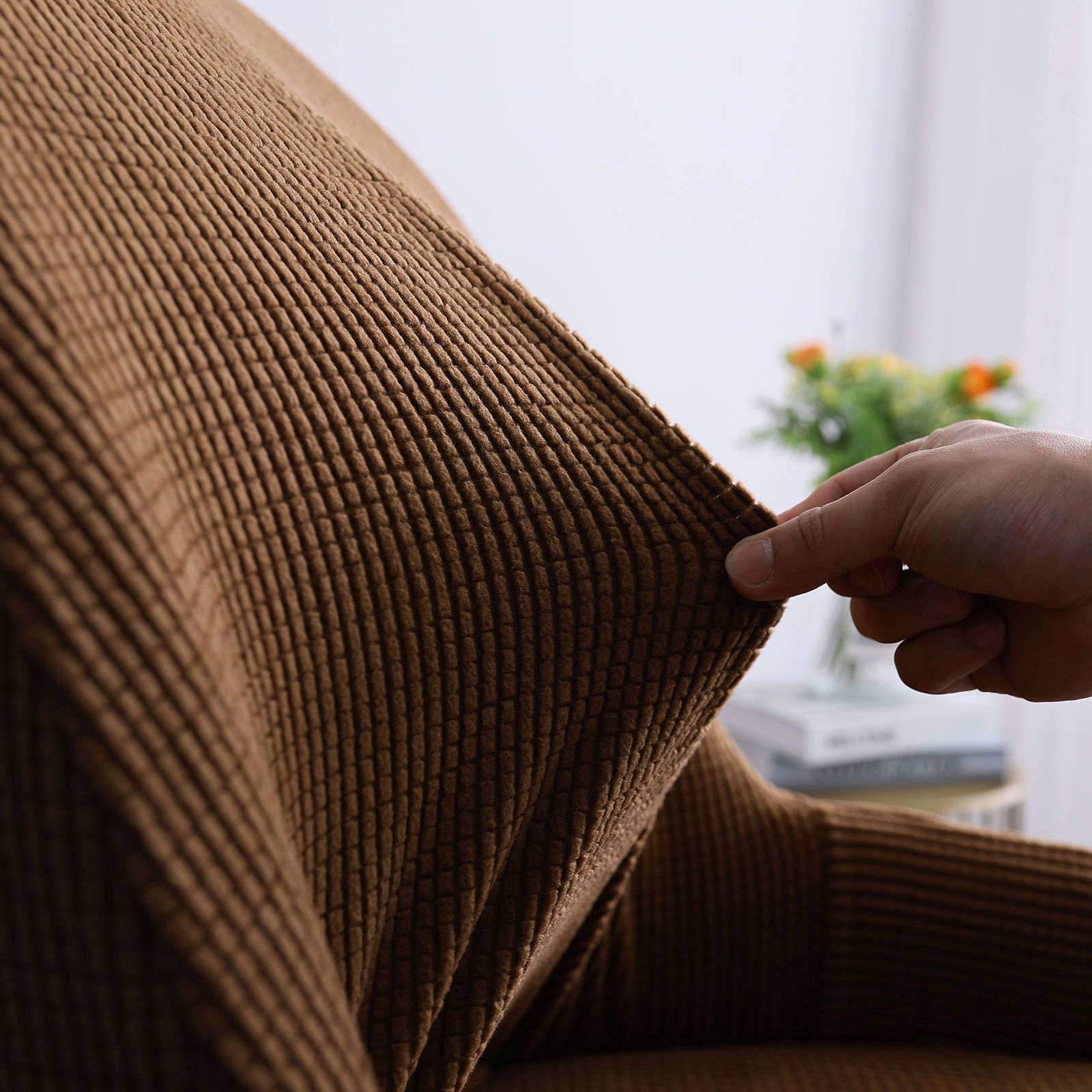 Juego de 6 fundas elásticas de jacquard para silla de comedor con respaldo curvo, color marrón, extraíbles y lavables, para cocina, banquete y fiesta