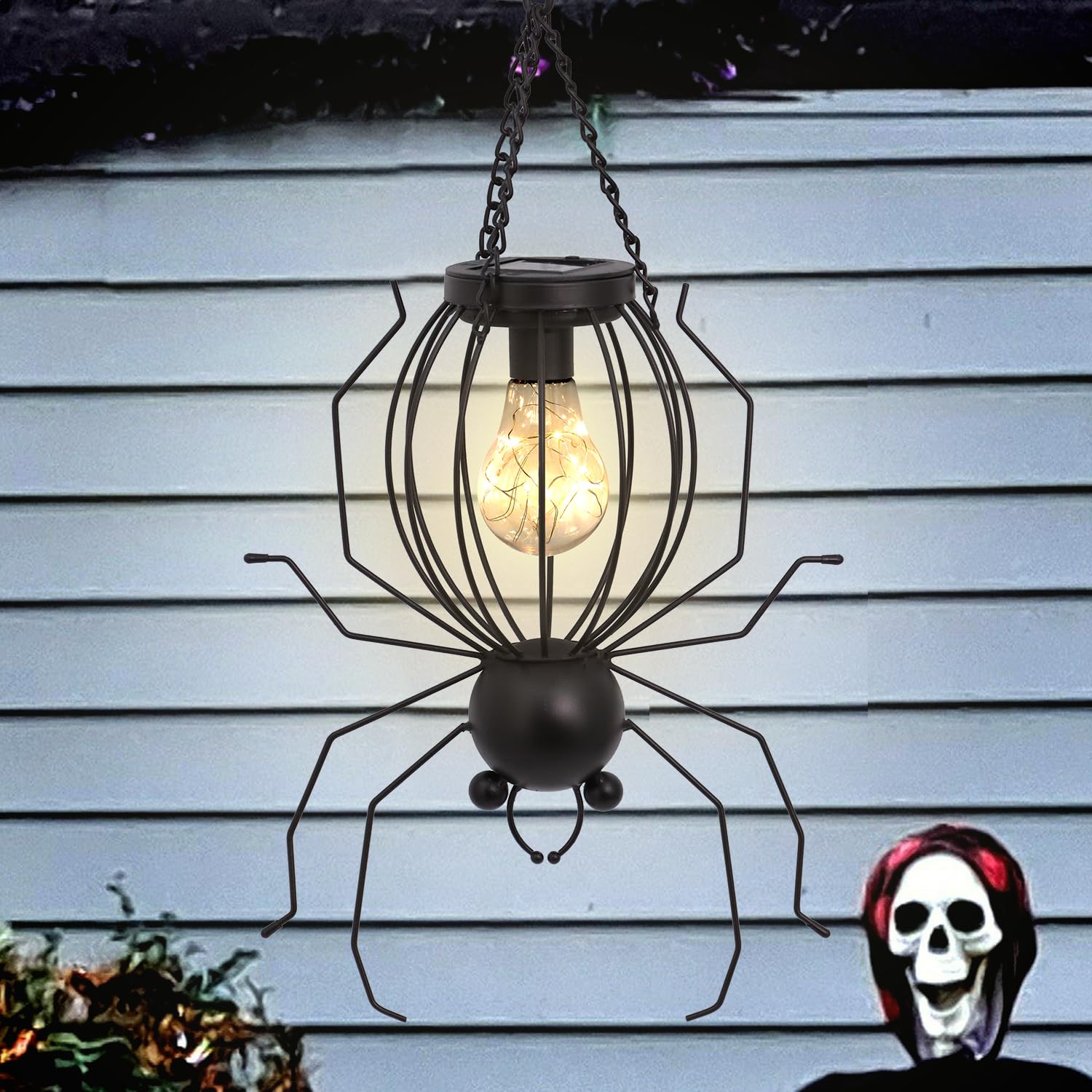 VinSees 20 Inch Halloween Spider Solar Outdoor Lantern