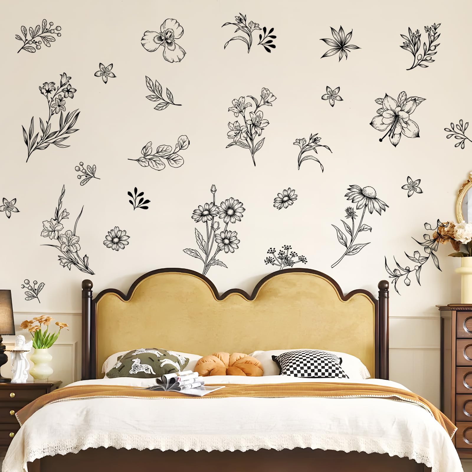 Tanlaby Sketch Wildflower Wall Stickers