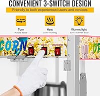 Vista 4 de Commercial Popcorn Machine, 8 Oz Kettle, 850 W Countertop Popcorn Maker for 48 Cups per Batch, Theater Style Popper with 3-Switch Control Steel