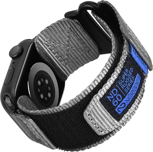 Nereides Compatible with Apple Watch Straps 45mm 44mm 42mm,Braided Nylon Sports Replacement Band, Hook & Loop Design for iWatch Strap Series 9 8 7 6 5 4 3 2 1 SE Grey