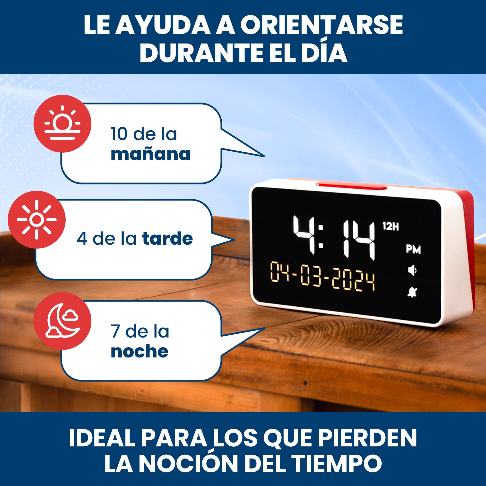 Reloj Despertador Parlante - Volumen Alto para Personas Mayores, Invidentes | Reloj para Ciegos con Voz Español con Números Grandes para Personas con Discapacidad Visual, Invidentes, con Demencia