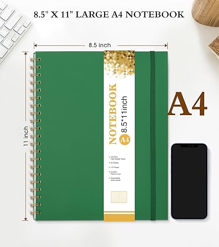Miniatura 2 de Cuaderno de espiral de 8.5 x 11 pulgadas, cuadernos grandes A4 para mujeres y hombres, diario rayado universitario, papel de 3.53 ozm, diarios