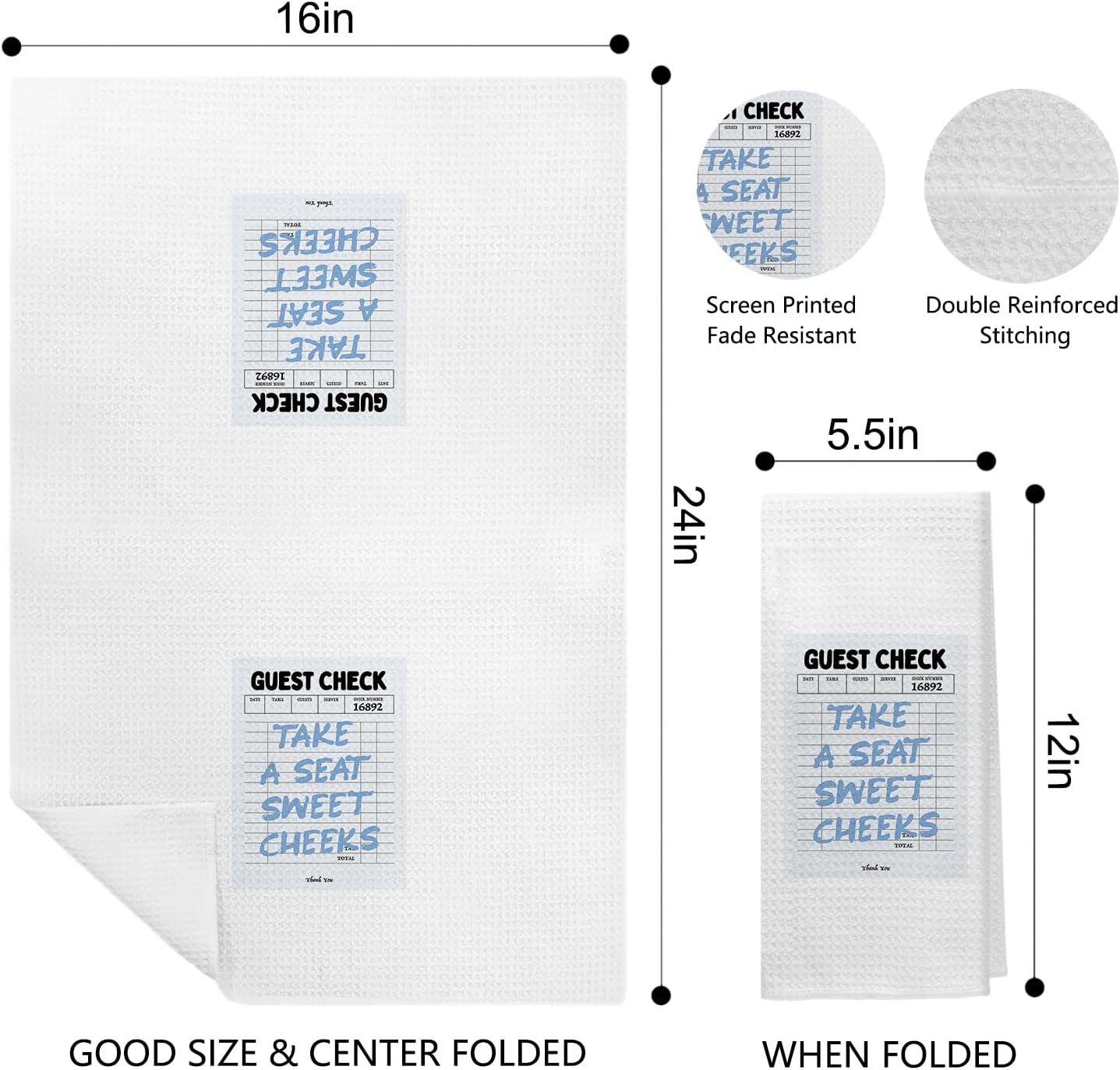 Trendy Blue Hand Towels for Bathroom, Preppy Bathroom Decor, Blue Retro Guest Check Shower Karaoke Ticket Hand Towels for Washroom Restroom Bath Room Toilet, 16x24 Inch Set of 4