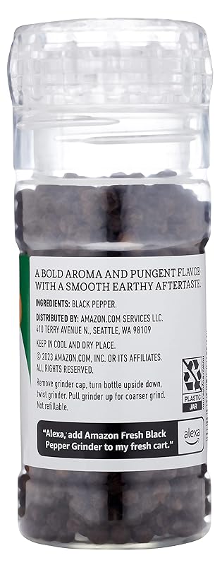 Amazon Fresh, Black Pepper Grinder, 2.2 Oz