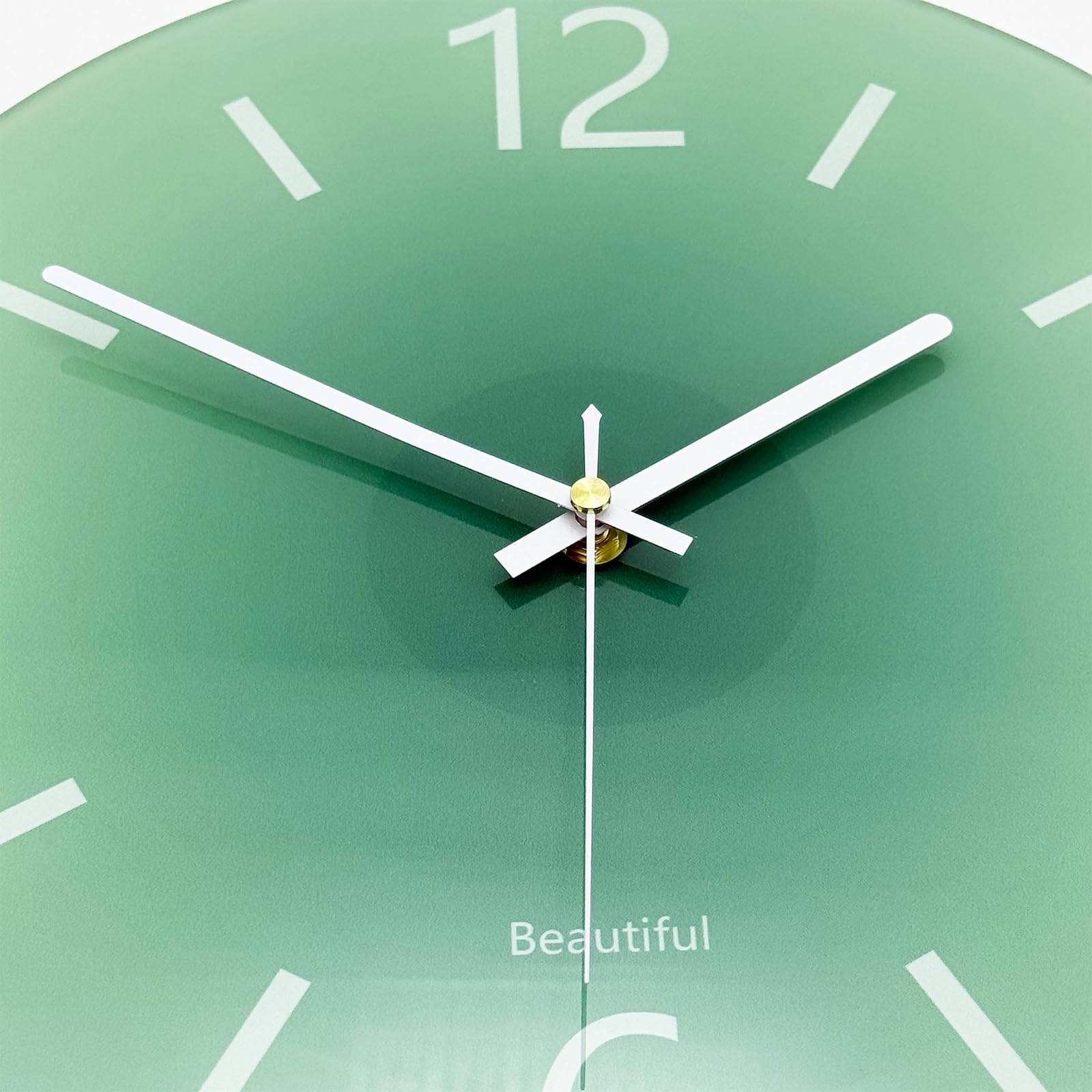 Grande horloge murale moderne pour extérieur, 35,6 cm, ronde à piles, horloge décorative de style simple pour bureau, cuisine, chambre, salon, vert