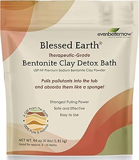 Blessed Earth® Detox Clay Bath, 100% Pure Sodium Bentonite Therapeutic Grade - Removes Toxins, Impurities and Contaminant...