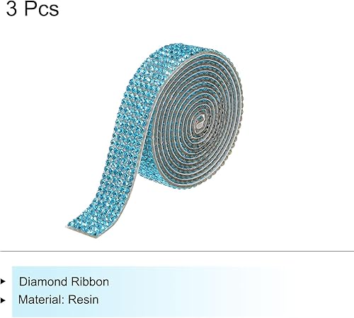 Miniatura 8 de MECCANIXITY 3 rollos de cinta de diamantes de imitación de cristal autoadhesiva de 3 yardas y 0.472 in para proyectos de artes y manualidades,