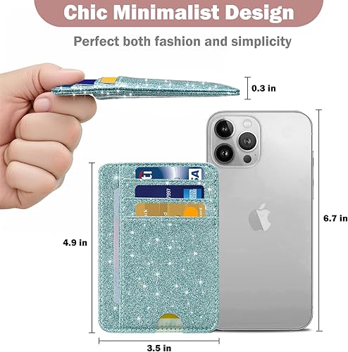 Miniatura 4 de HOTCOOL Tarjetero con bolsillo frontal, minimalista, de viaje, lindo, divertido, de cuero fino con bloqueo RFID, pequeño tarjetero para tarjetas de