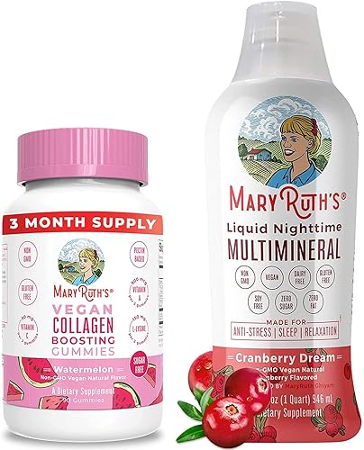 Paquete de gomitas veganas que aumentan el colágeno y líquido multimineral nocturno arándano  Promueve la producción de colágeno para la salud del disponible en Yaxa Colombia