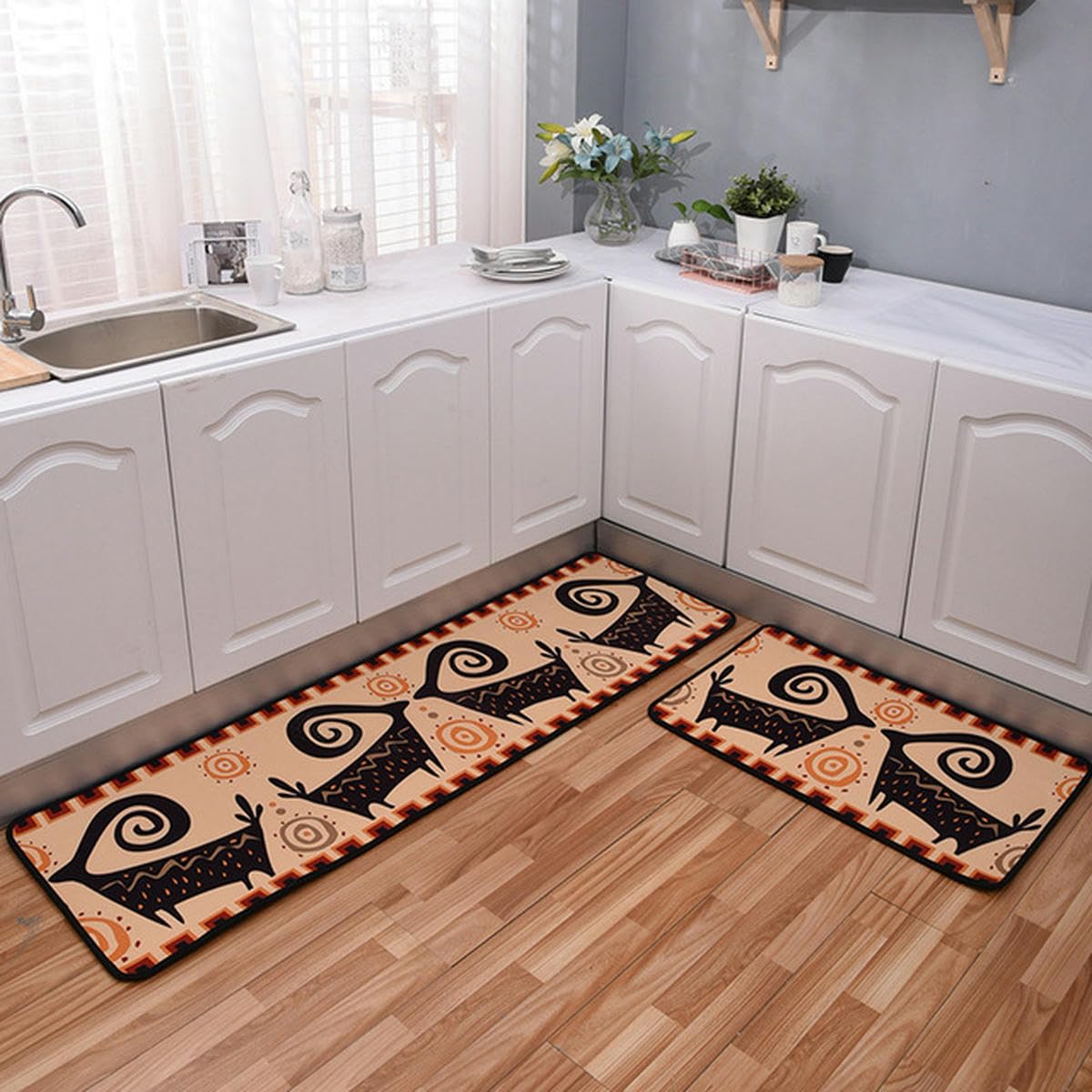 FNTSMA Antidérapant Absorbant l'eau Cuisine Tapis De Sol Absorbant l'huile Antidérapant Ménage Tapis Salle De Bains Chambre Entrée Tapis De Sol-40x60 et 40x120cm-Marron