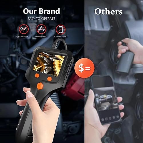 Miniatura 2 de Cámara endoscopio con luz, boroscopio, cámara de detección impermeable de mano, cámara de alcantarillado con pantalla LCD de 2.4 pulgadas, cámara de