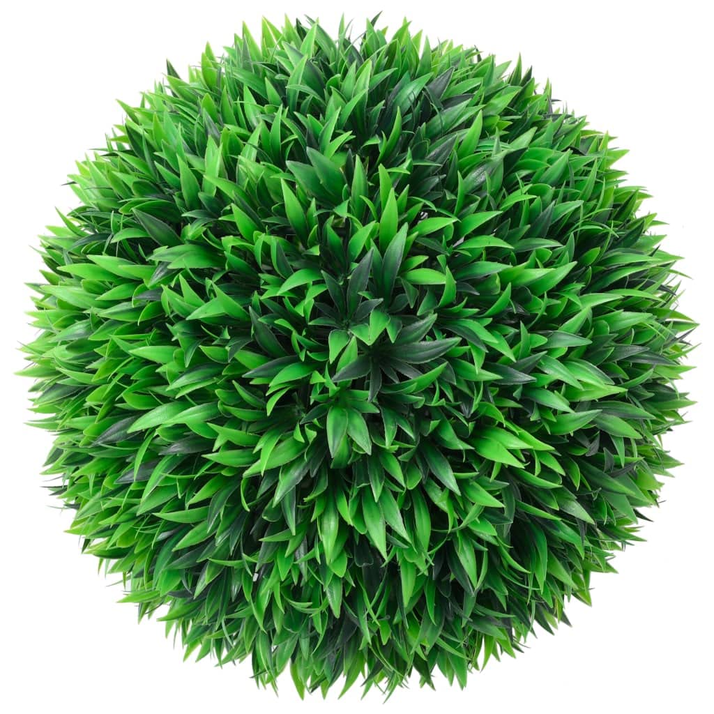 Juego de 2 bolas de boj artificiales, 38 cm, para interior y exterior, planta artificial de polietileno con mezcla de color verde exuberante y textura natural, ideal para macetas o para