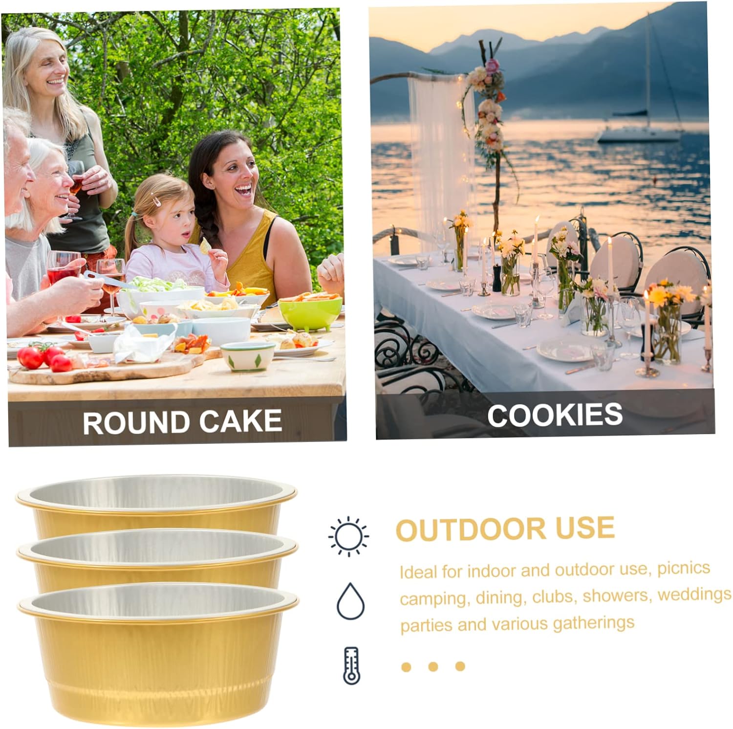 Cabilock 30pcs Heavy Duty Aluminum Foil Cake Cake Holder Lid to Go Food Containers Camping Food Container Portable